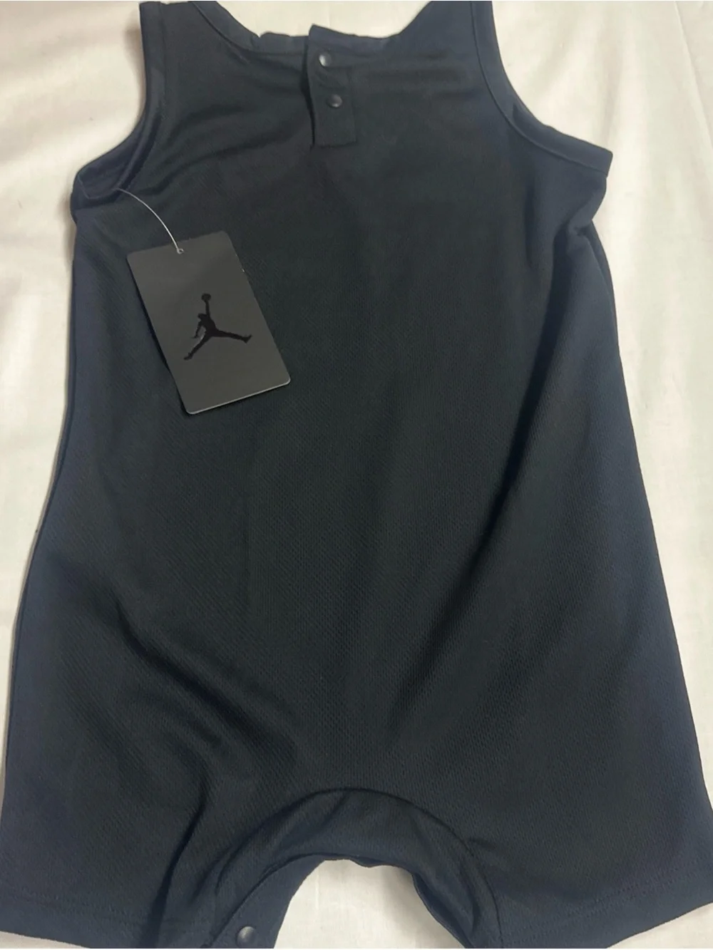 Jordan Black Infant Romper with Bold Front Branding